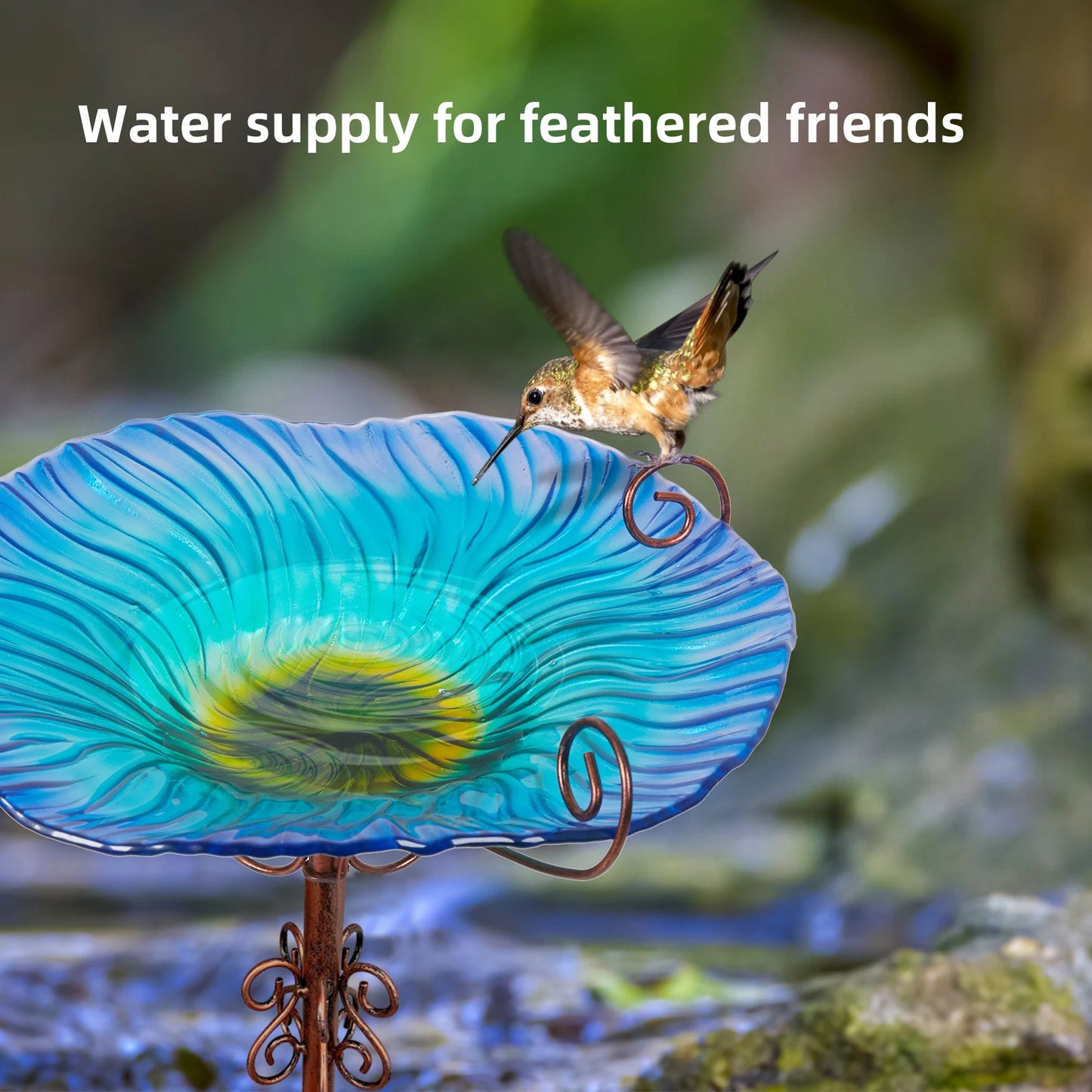 Glass Bird Bath with Fountain
