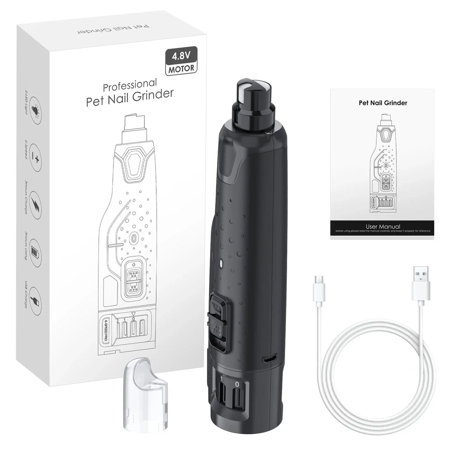 Pet Dog Nail Grinders Quiet 6 Speed