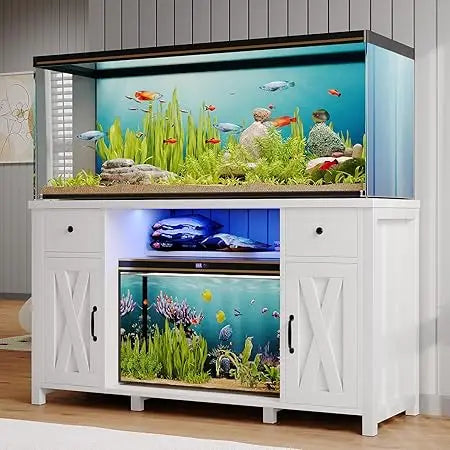 Fish Tank Stand with Power Outlets & LED