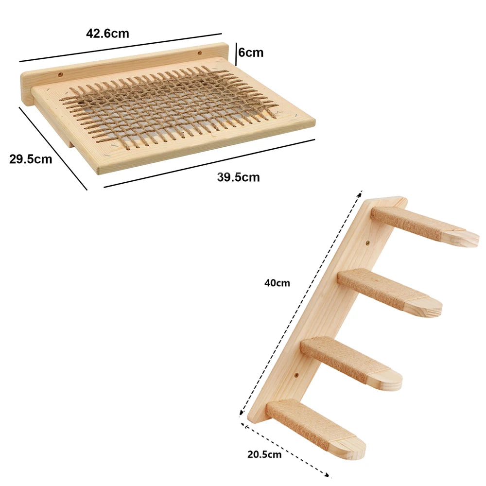 Cat Tree Wall Mounted Climbing Shelves with Ladder.