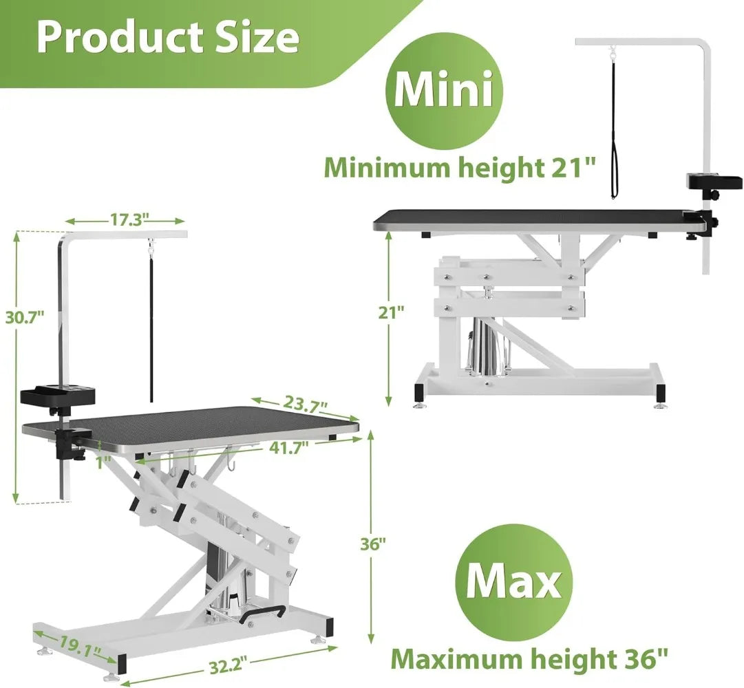 42" Hydraulic Pet Grooming Table w/Anti-Static Table