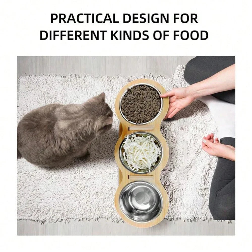 Cat 3 Bowls in 1 Feeder Feeding & Watering Supplies