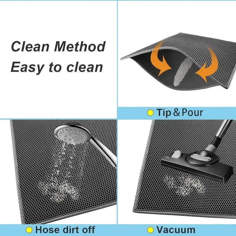 Double layer honeycomb cat litter mat