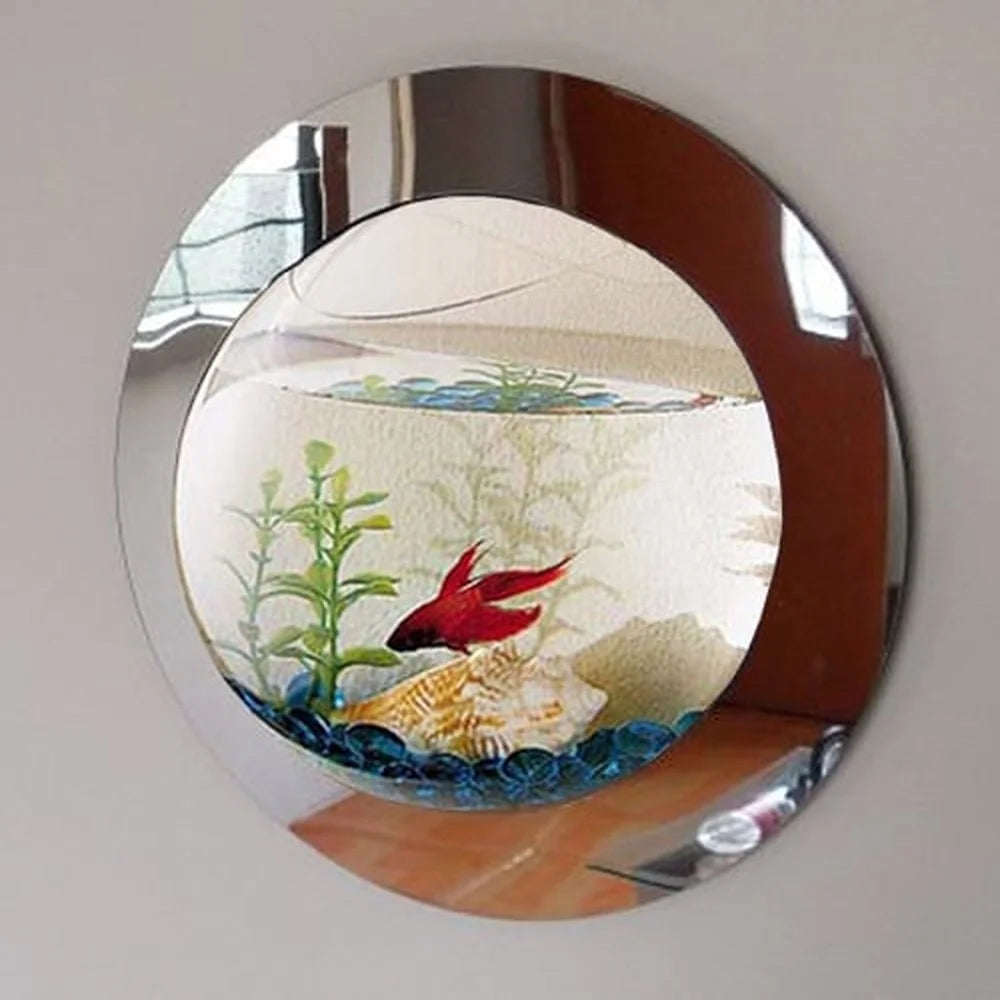 Fish Bubble Aquarium Wall Mounted Deluxe Mirrored Tank