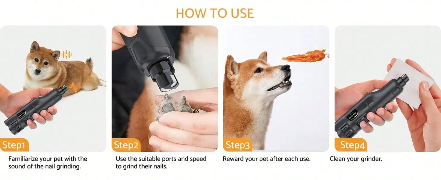 Pet Dog Nail Grinders Quiet 6 Speed
