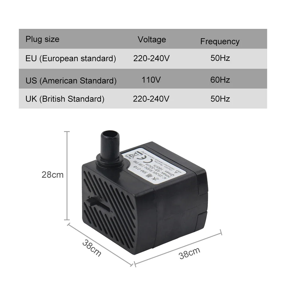 3W/4W/5W/6W Ultra-Quiet Submersible Aquarium Water Pump