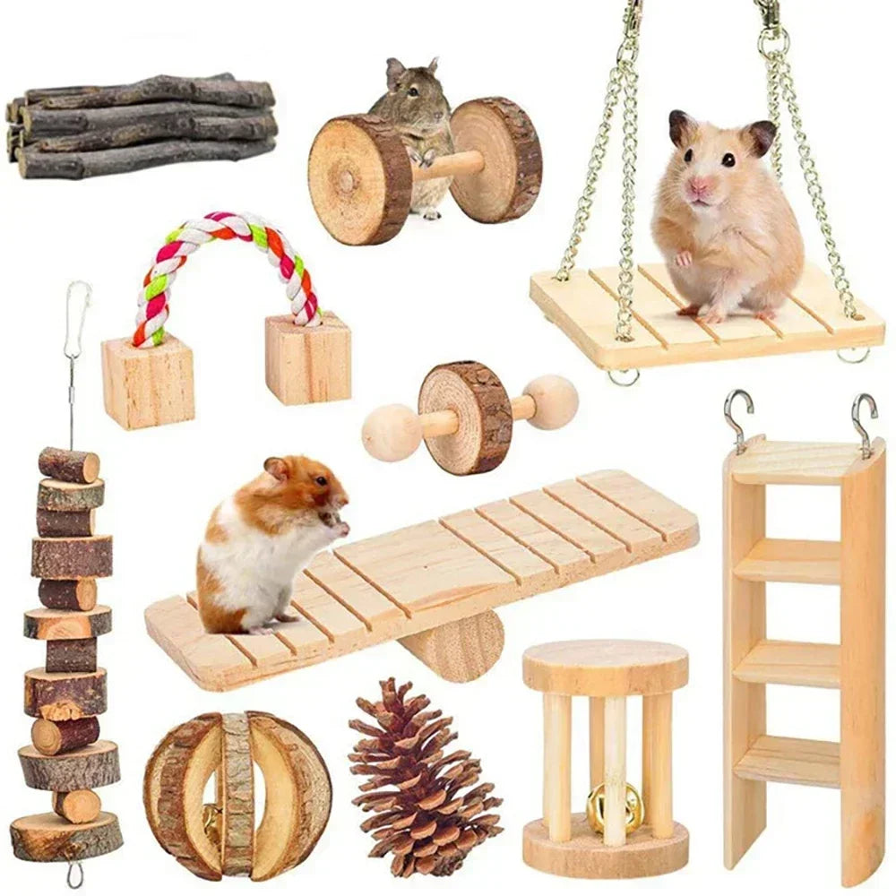 Cute Rabbit Wooden Chew Toys for Guinea Pigs Rat