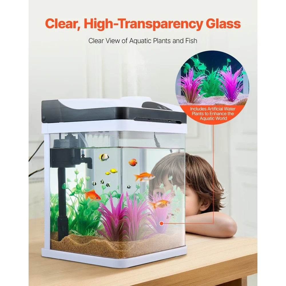 2 Gallon Self-Cleaning Glass Aquarium, 7 Color LED