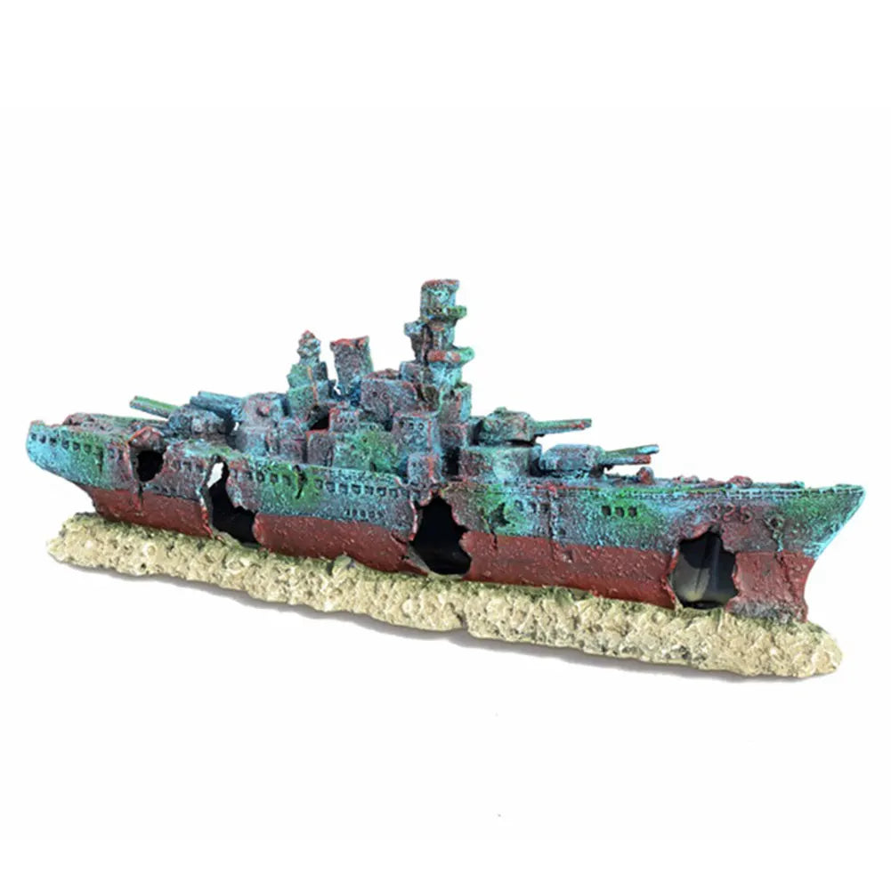 Sunken Pirate Ship Aquarium Resin Multifunction Warship