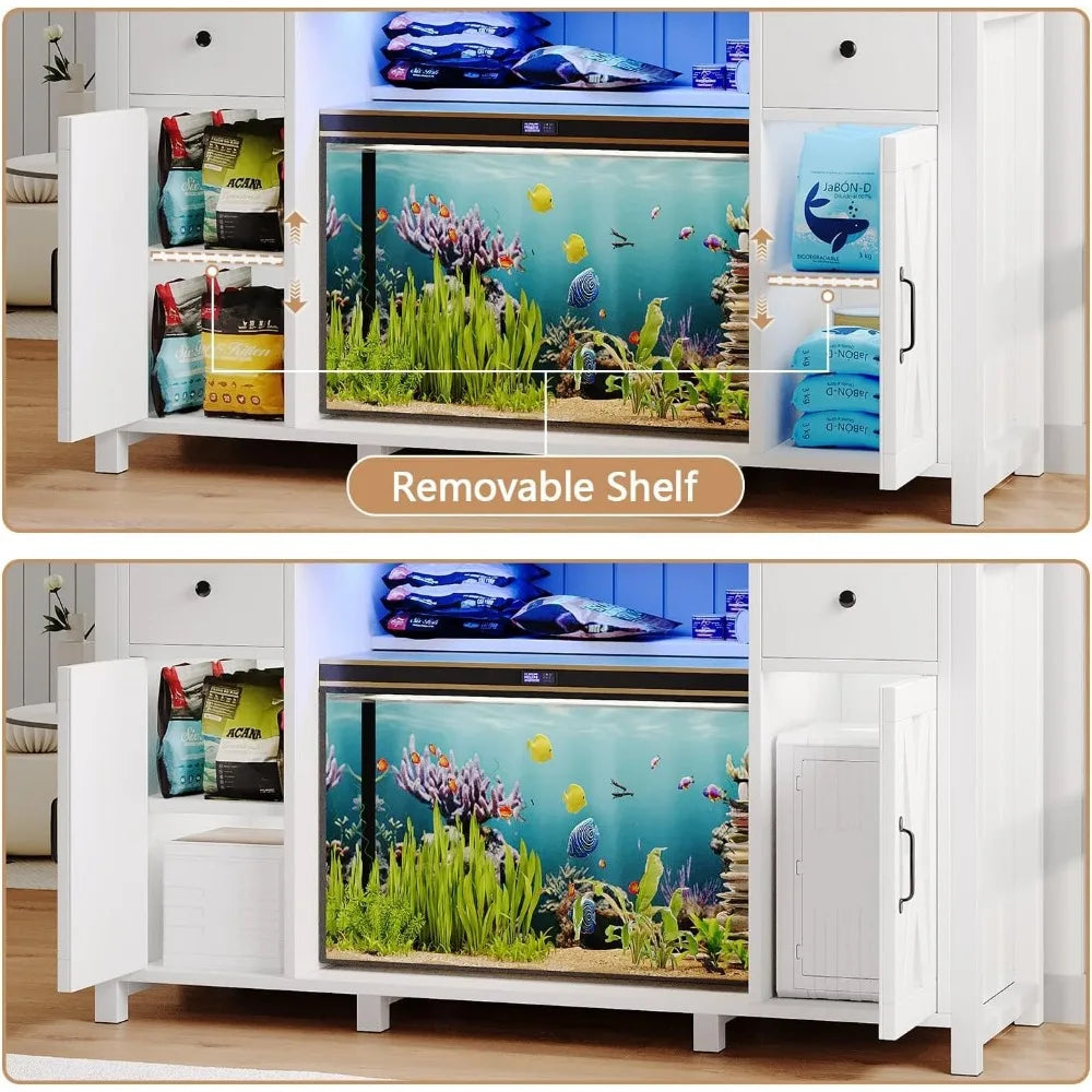Fish Tank Stand with Power Outlets & LED
