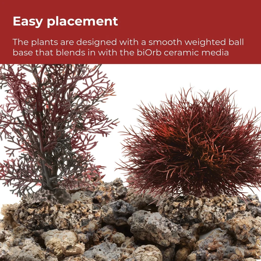 Red Forest Aquarium Decor Set with Sculpture Plants