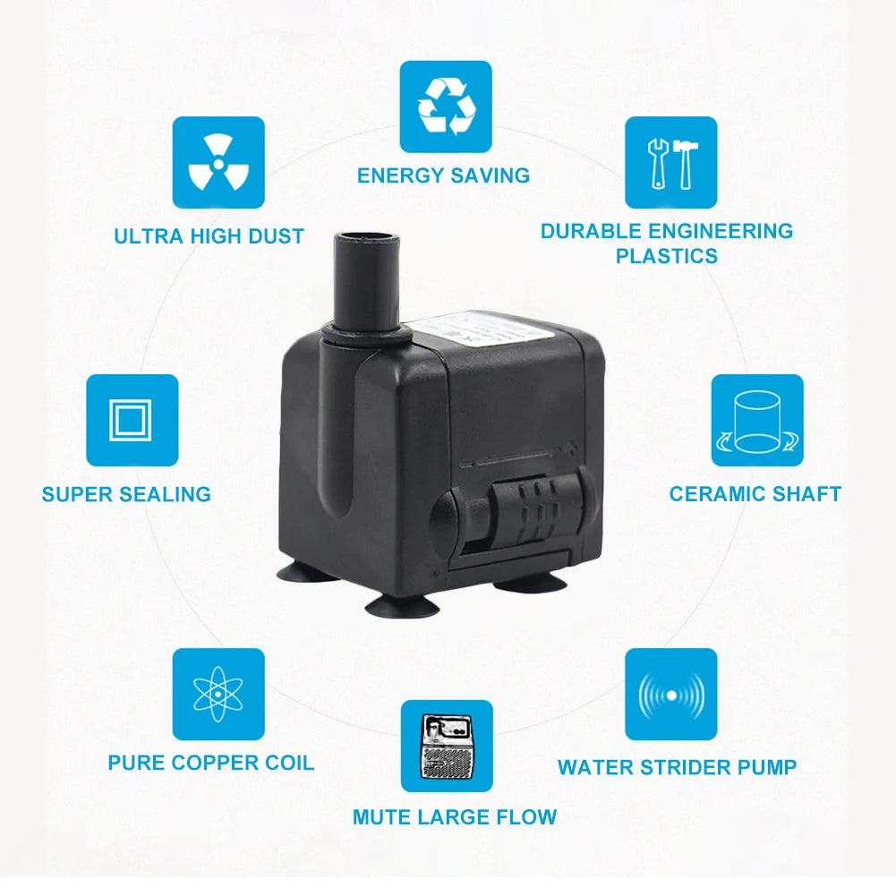 3W/4W/5W/6W Ultra-Quiet Submersible Aquarium Water Pump
