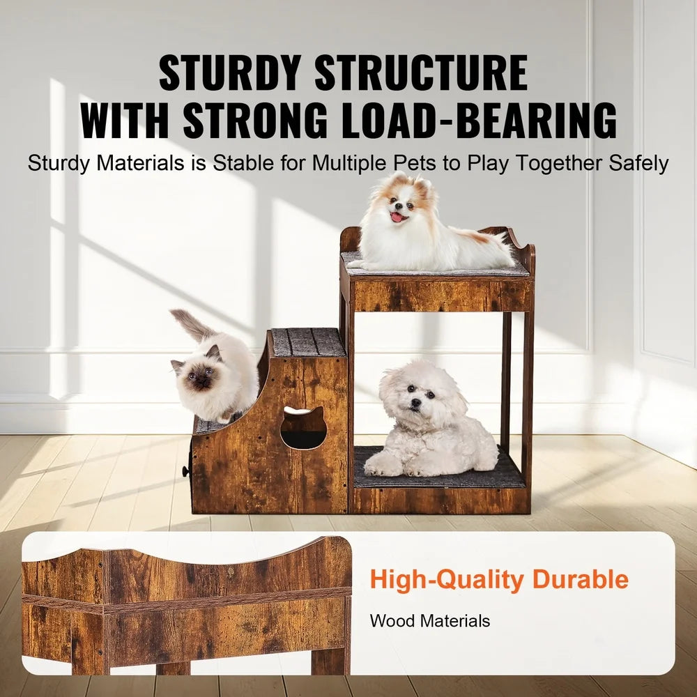 Double-Deck Pet Bed with Detachable Steps