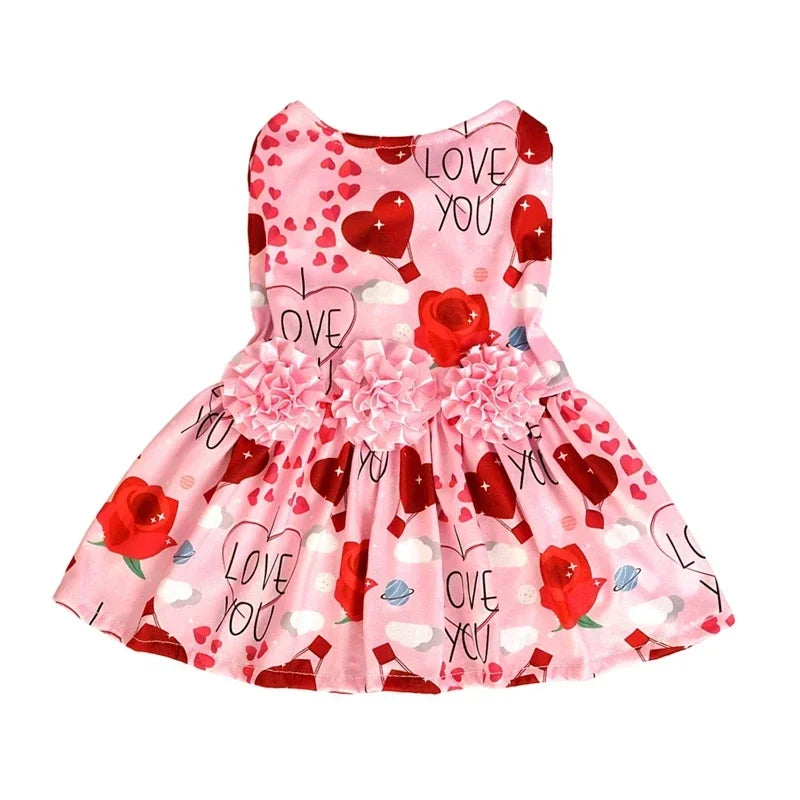 Dog Floral Print Polyester Dress