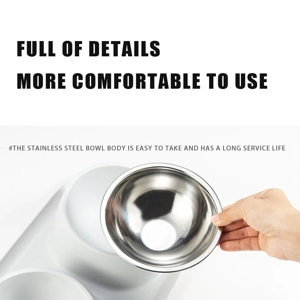 Stainless Steel Cat Dog Bowl Double Container