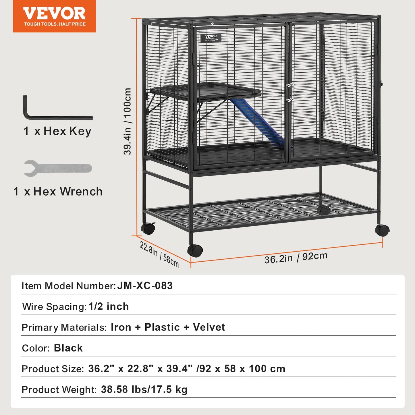 Rolling Metal Ferret Cage Large 4-Tier Cage