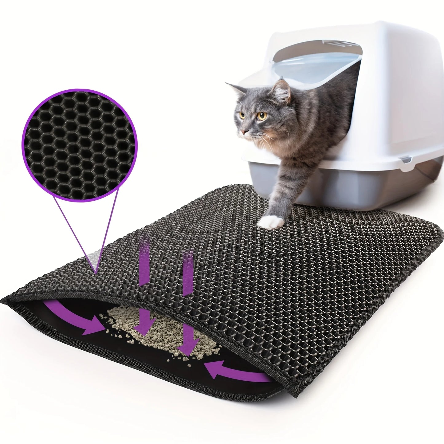 Double layer honeycomb cat litter mat