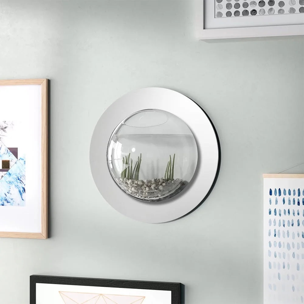 Fish Bubble Aquarium Wall Mounted Deluxe Mirrored Tank