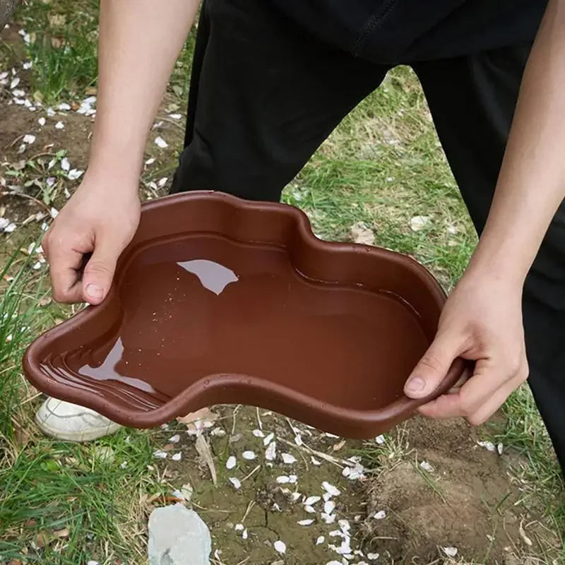Turtle Feeding Dish Reptile Bathing Pool With Ramp And Basking terrace Aquarium Ornament For Turtle Bearded Dragon Gecko Yard