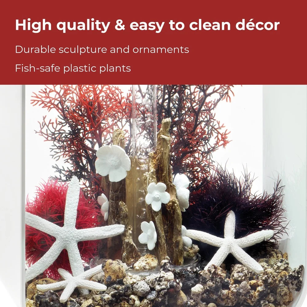 Red Forest Aquarium Decor Set with Sculpture Plants