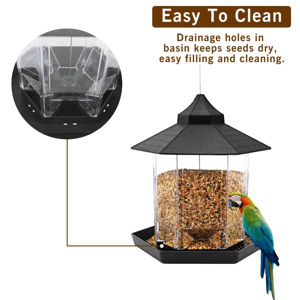 Wild Bird Hangable Feeder Outdoor Container With Rope