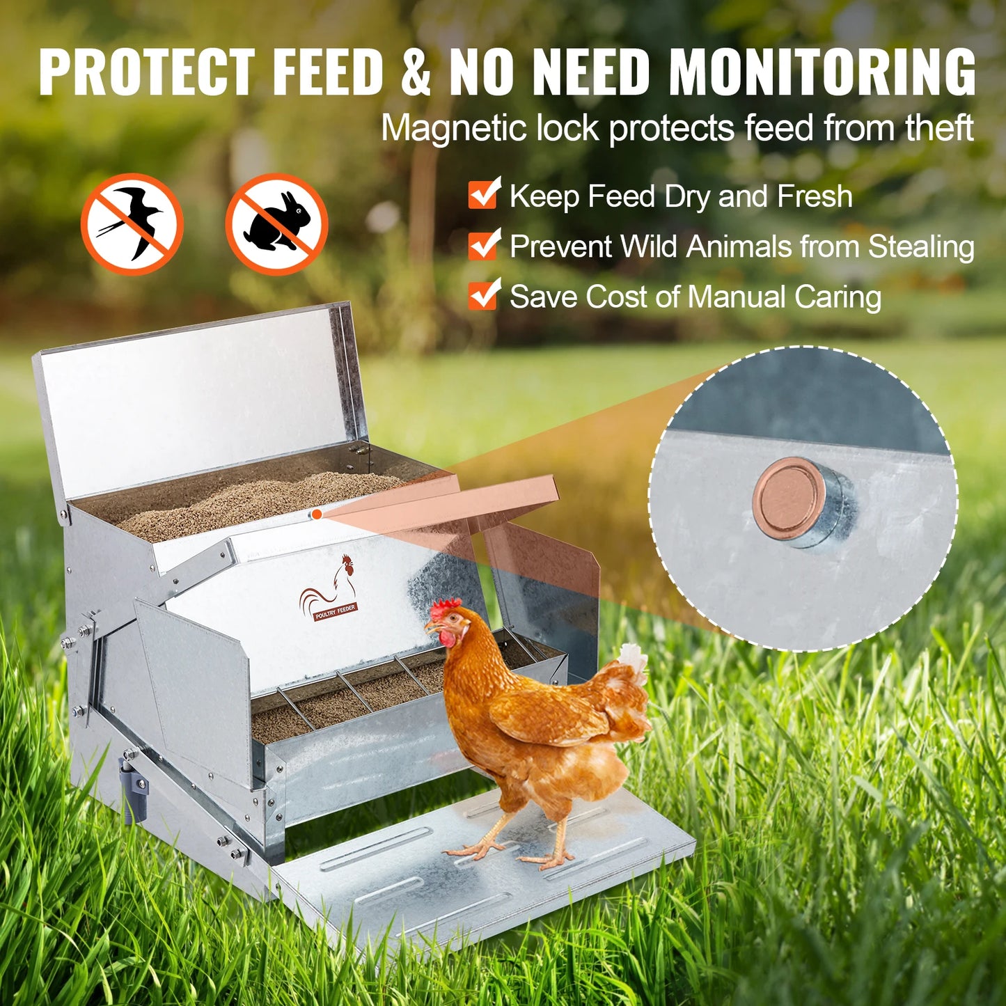 Automatic Chicken Feeder 25 lbs Capacity Poultry Feeder