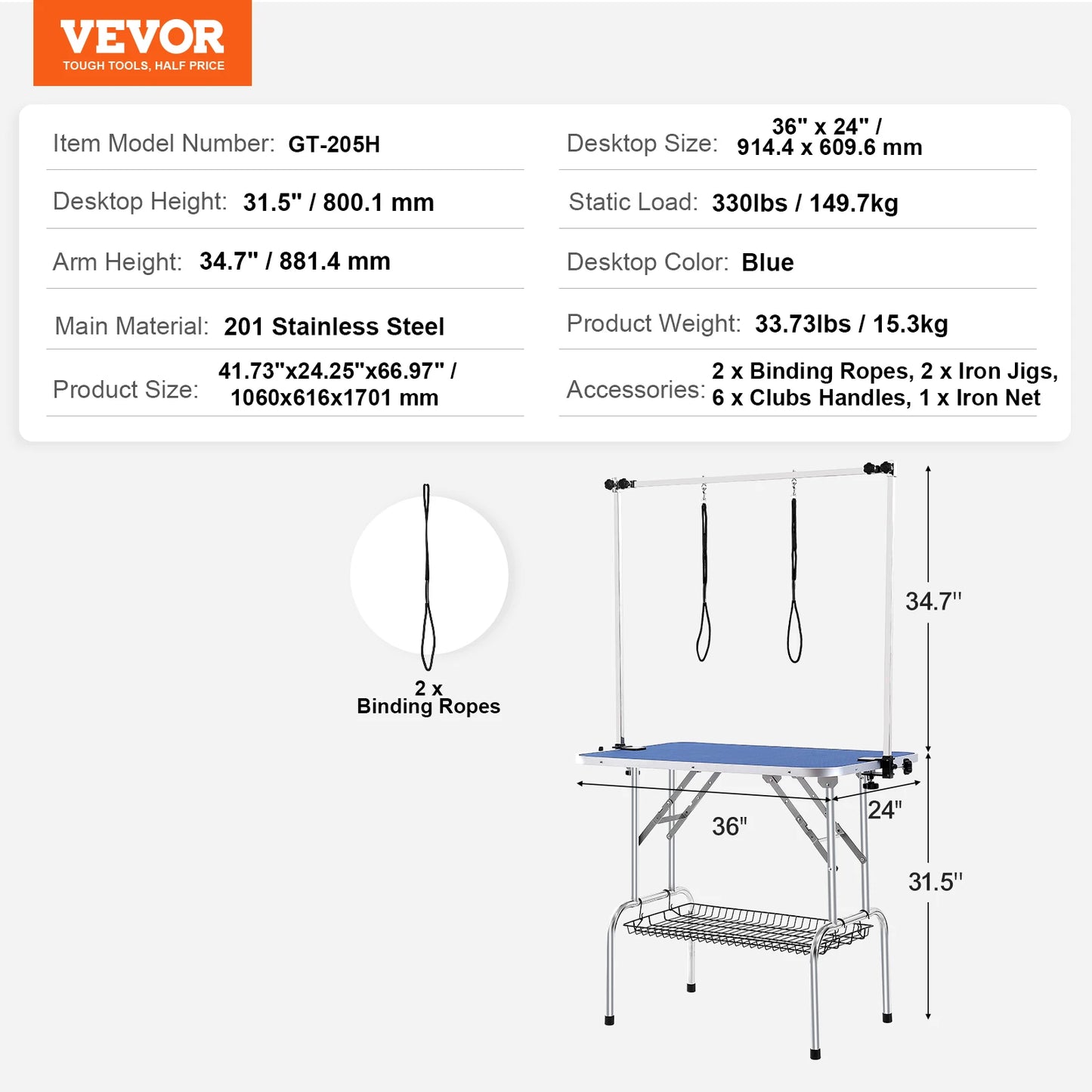 Pet Grooming Table Two Arms with Clamp