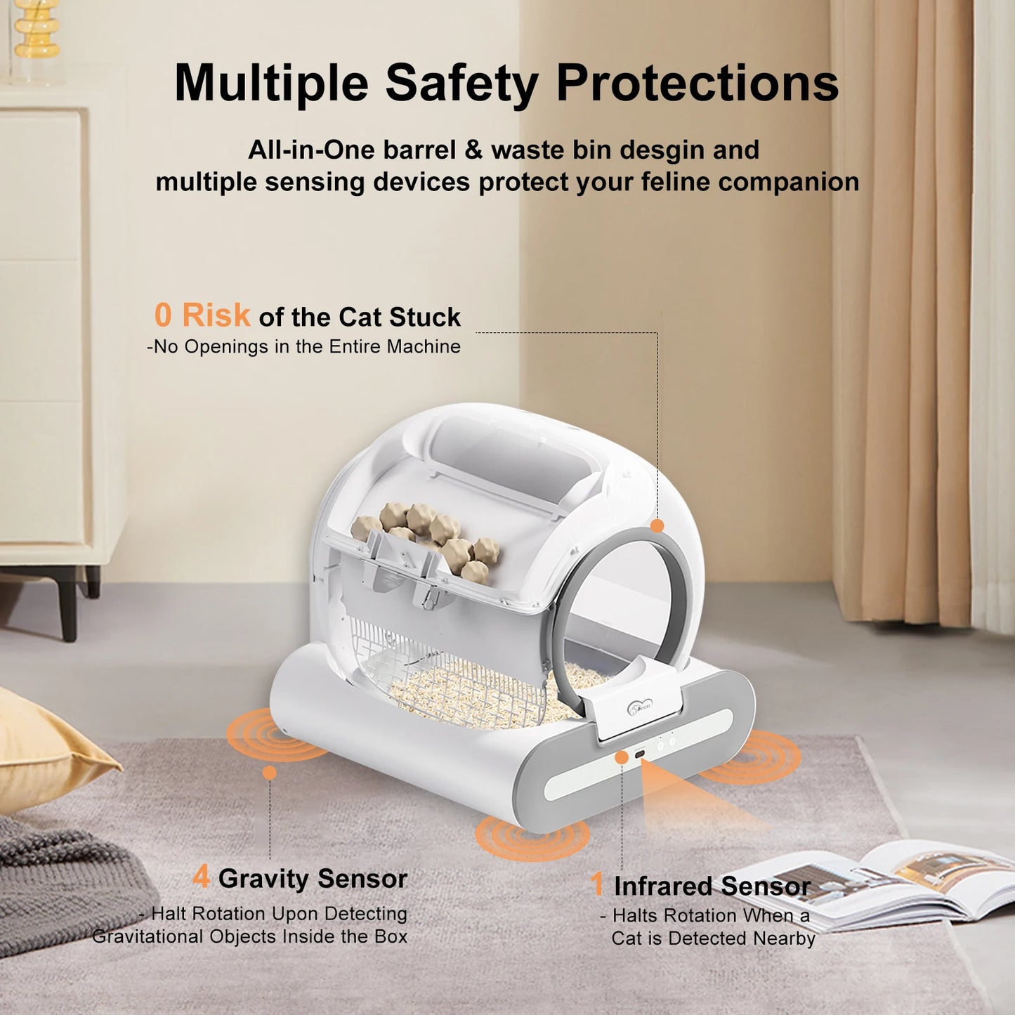 Automatic Cat Litter Box. Self Cleaning with App Control