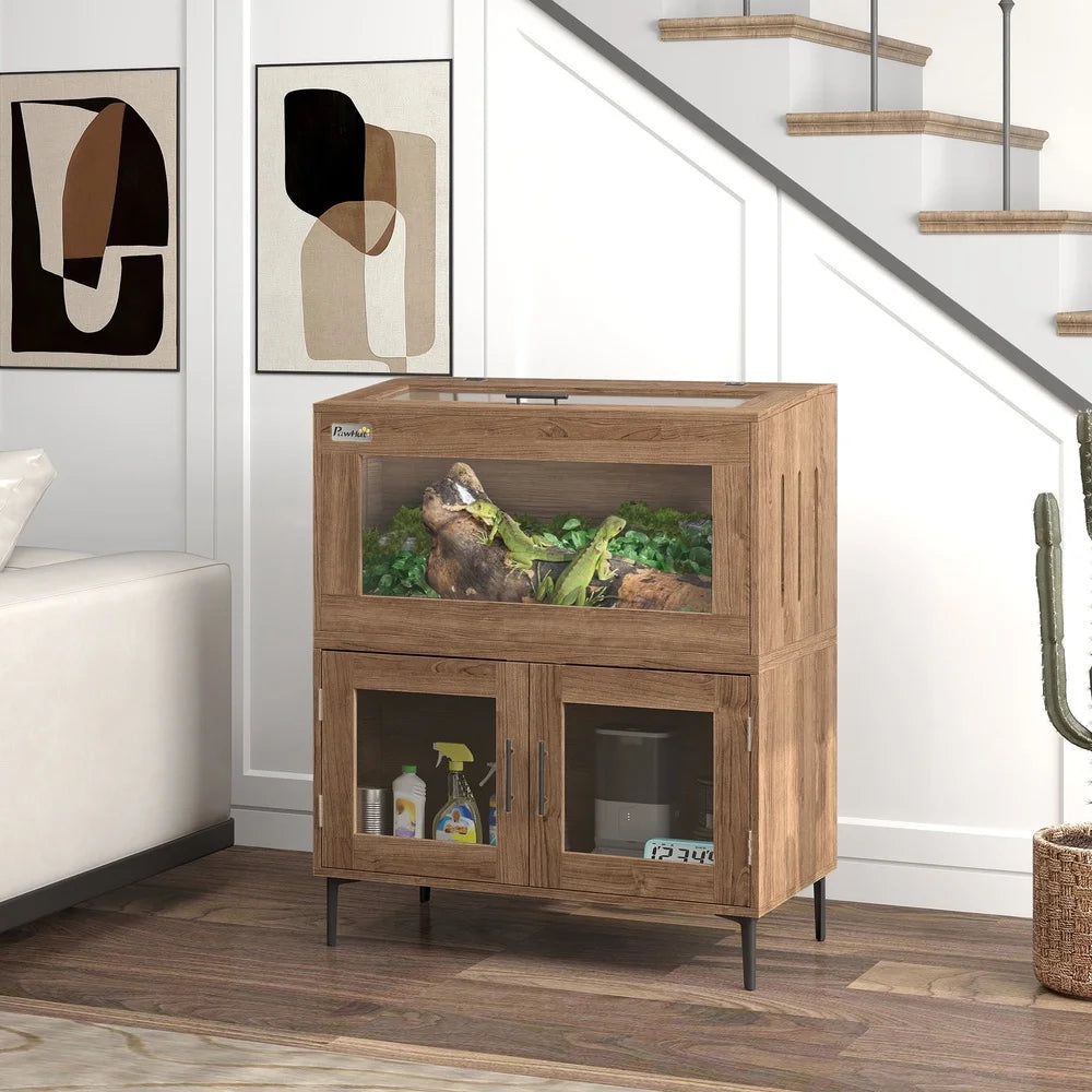 30 Gallon Stackable Reptile Tank with Storage Cabinet