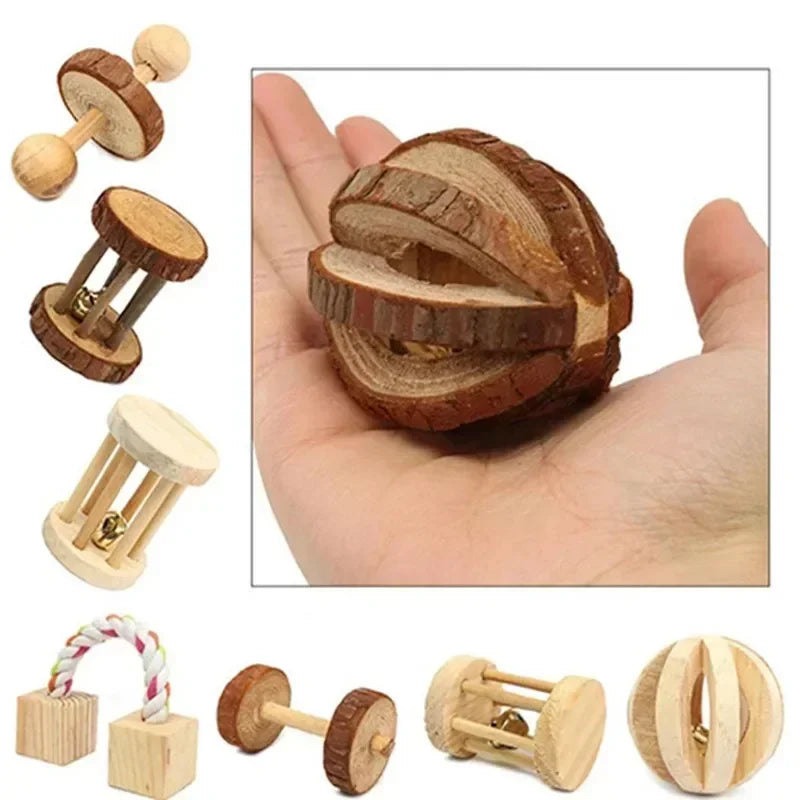 Cute Rabbit Wooden Chew Toys for Guinea Pigs Rat