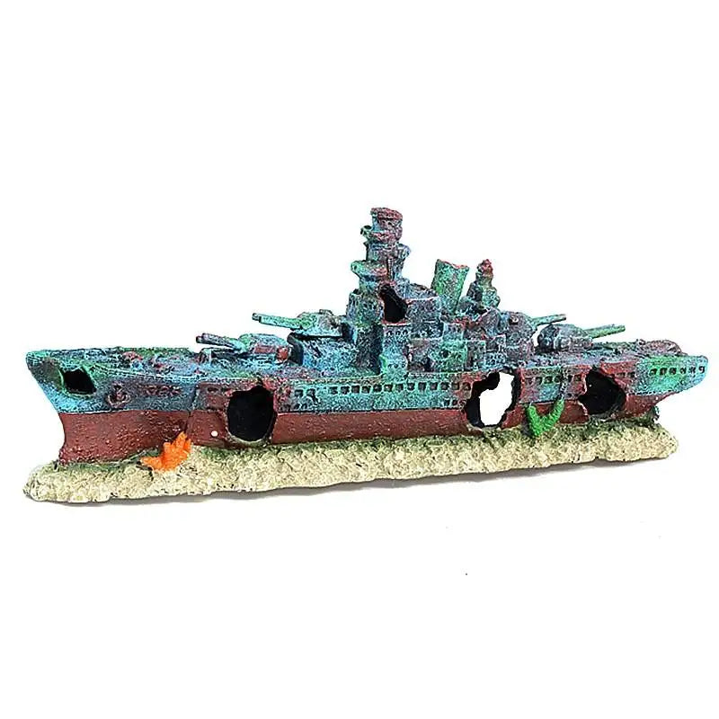 Sunken Pirate Ship Aquarium Resin Multifunction Warship