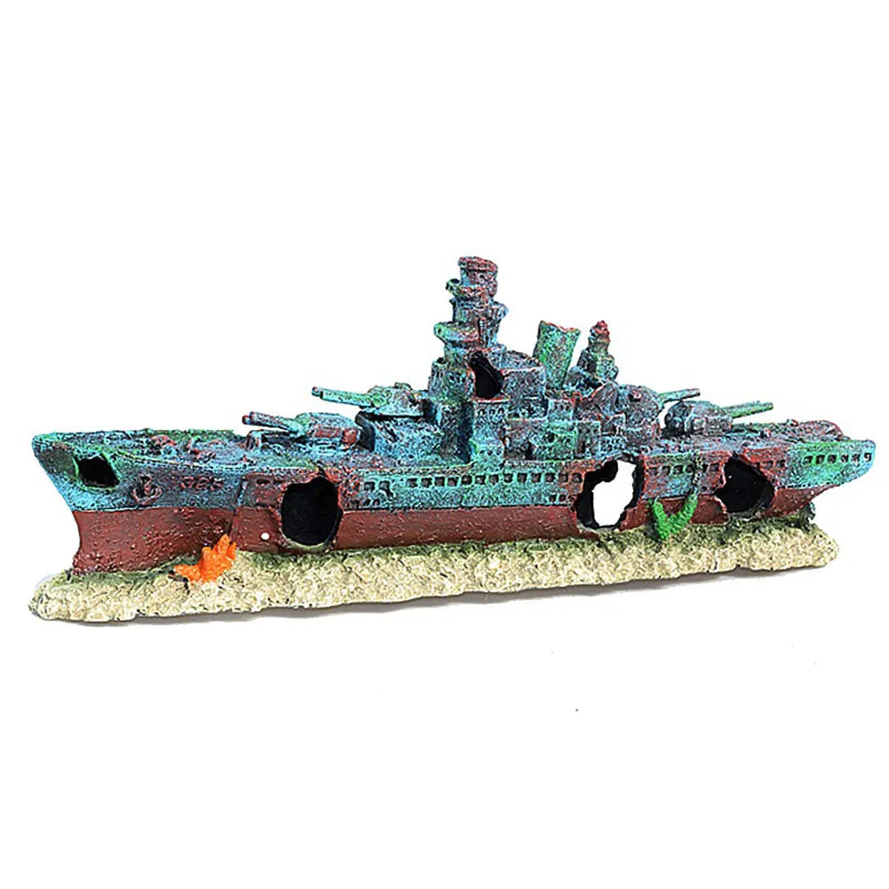 Sunken Pirate Ship Aquarium Resin Multifunction Warship