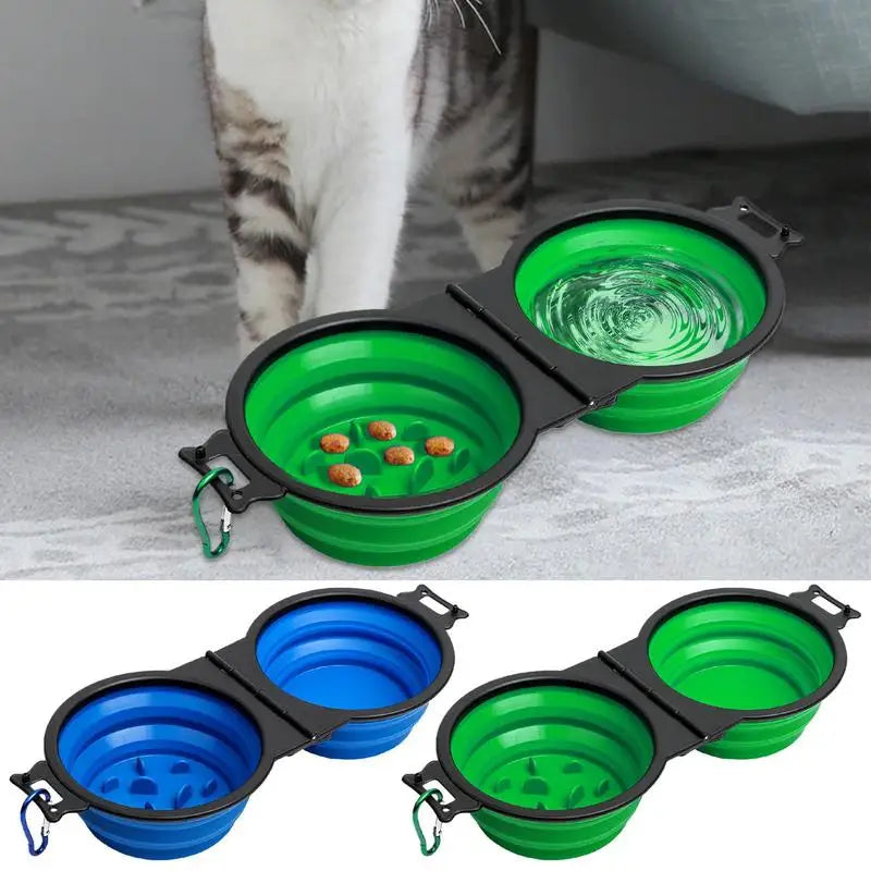 Foldable Double Dog Bowl Travel