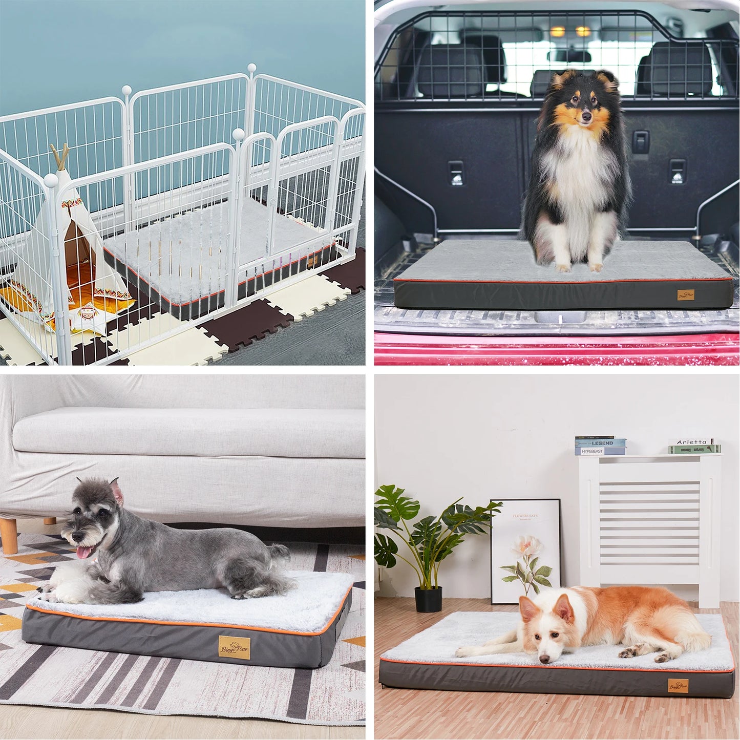 Orthopedic Dog Bed Kennel Memory Foam Waterproof Pet Bed with Removable Washable Cover Nonskid Bottom Joint Relief