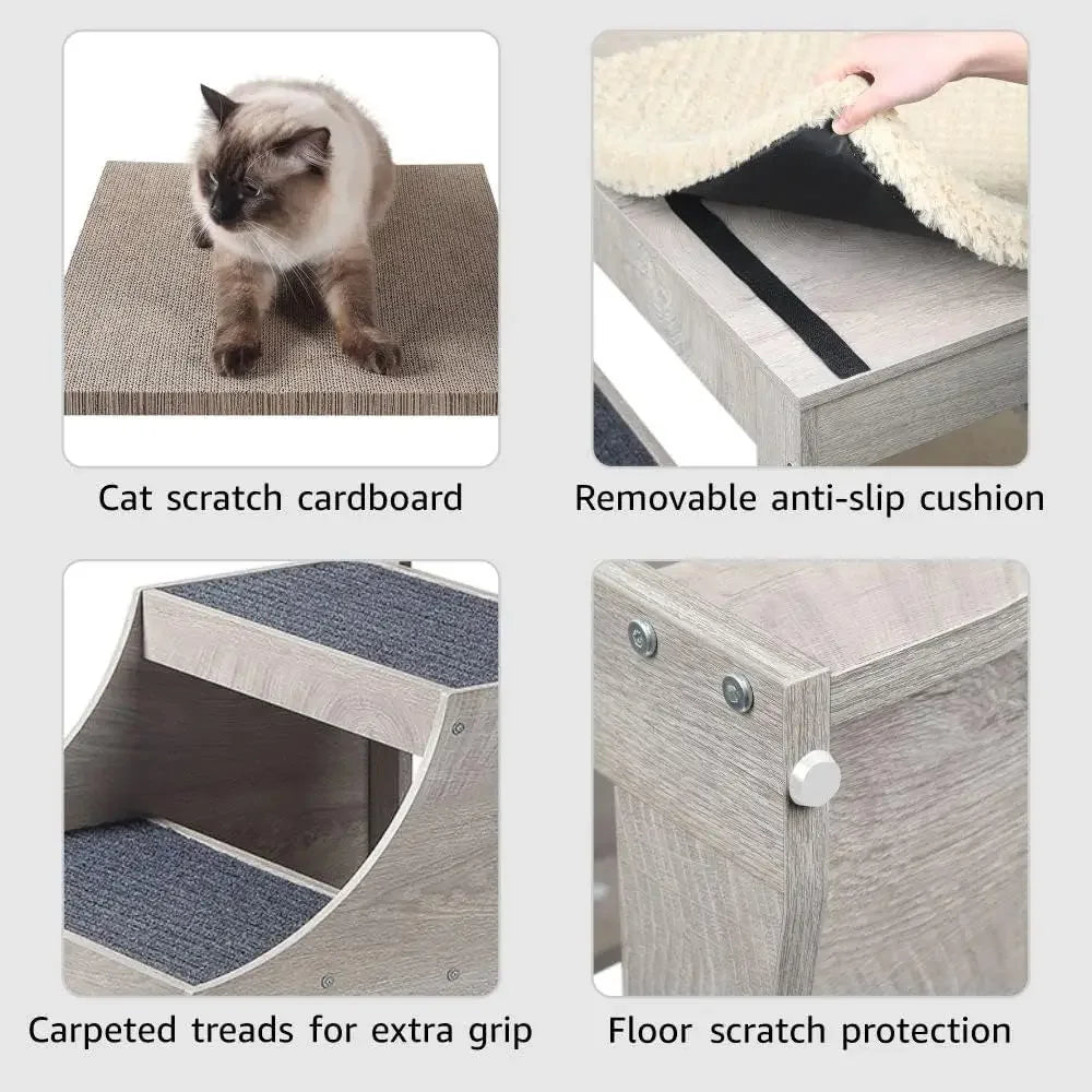 A Pet Bunk Bed with Removable Step