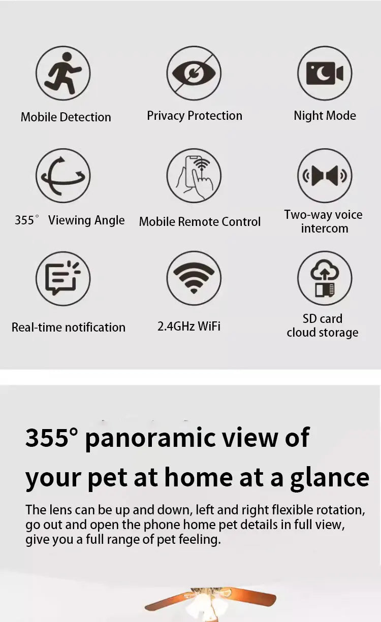 Pet Feeding Monitor, Wifi, Voice Remote
Pet Feeding, Monitor Wifi, Remote Voice, Interactive Camera