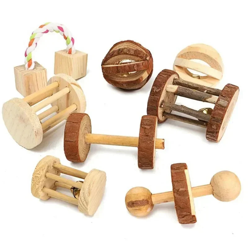 Cute Rabbit Wooden Chew Toys for Guinea Pigs Rat