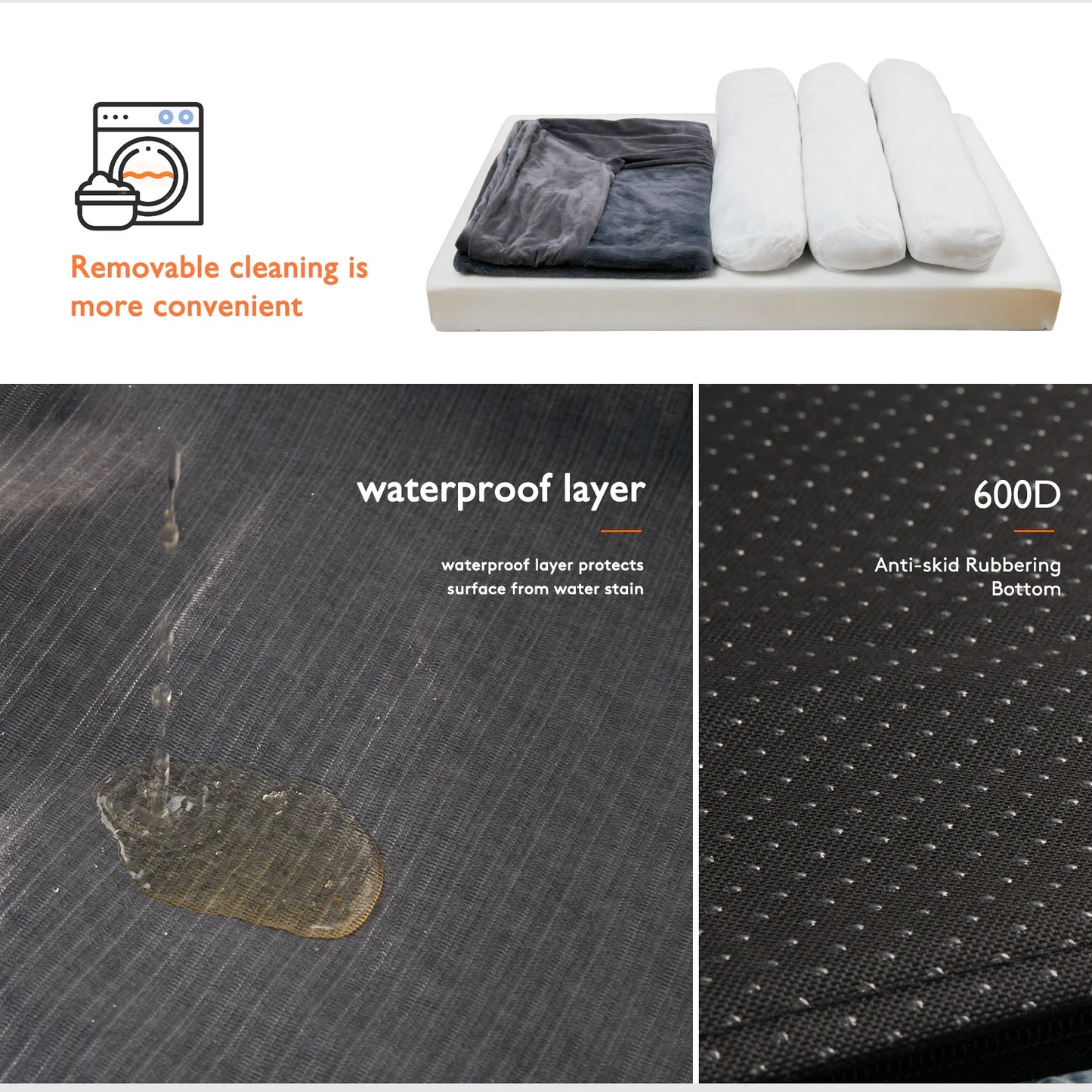 Orthopedic Dog Bed Bolster Washable Cover