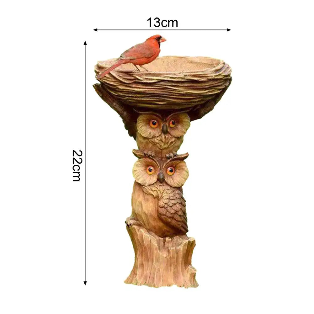 Bird Bath Resin Owl Garden Yard Lawn