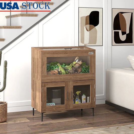 30 Gallon Stackable Reptile Tank with Storage Cabinet