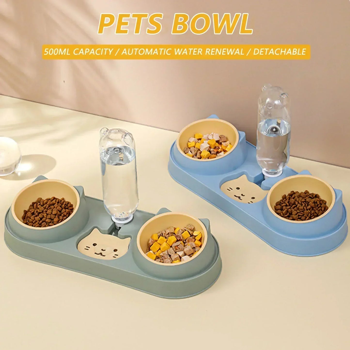 Automatic Cat And Dog Bowl With Water Fountain
