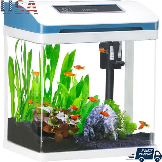 2 Gallon Glass Aquarium Starter Kit Self Cleaning