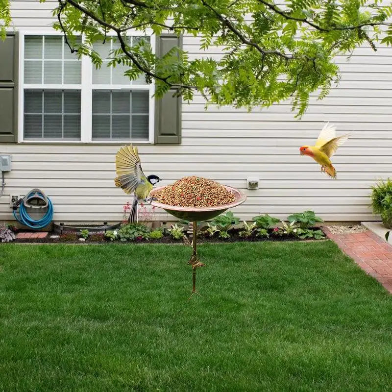 Bird Bath, Outside Vintage Iron Bird Feeder