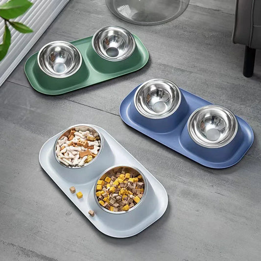 Stainless Steel Cat Dog Bowl Double Container