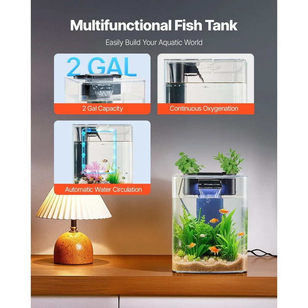 2 Gallon Self-Cleaning Arched Aquarium