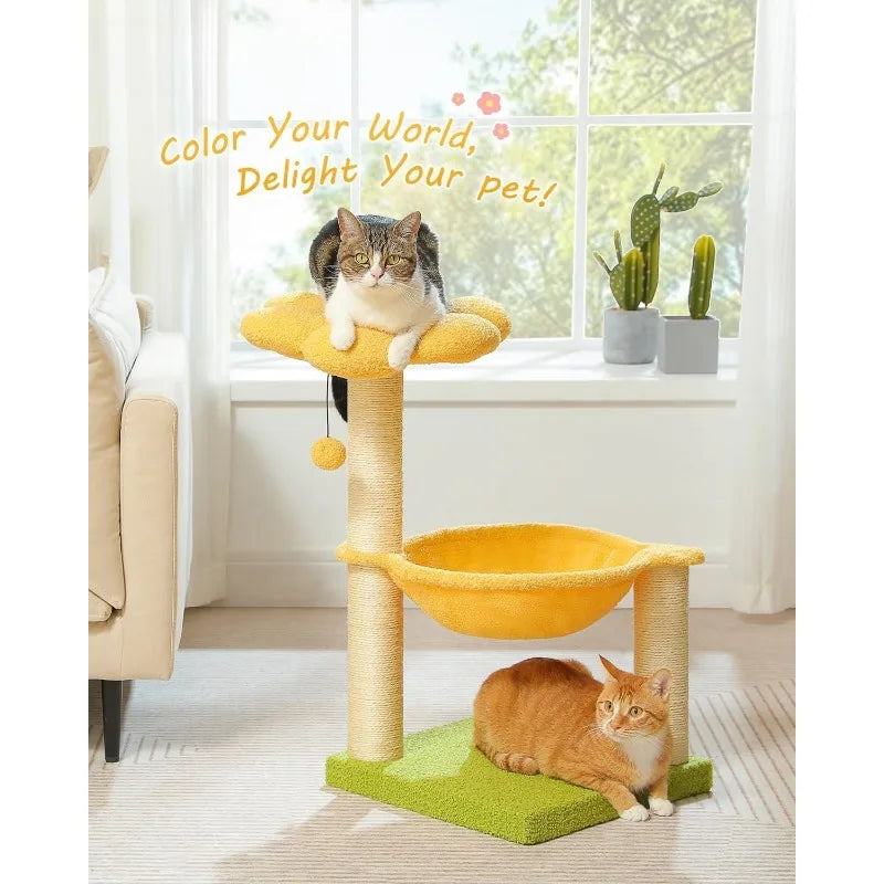 Flower Cat Tree Top Perch.  Large Hammock.