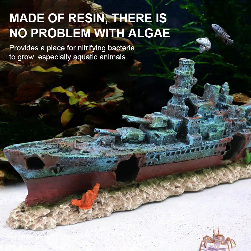 Sunken Pirate Ship Aquarium Resin Multifunction Warship