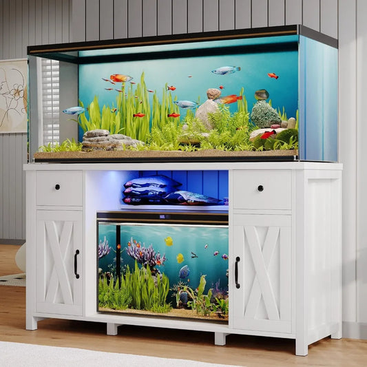 Fish Tank Stand with Power Outlets & LED