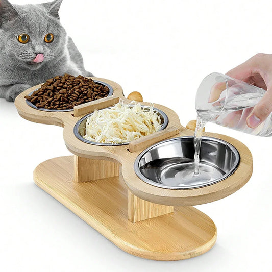 Cat 3 Bowls in 1 Feeder Feeding & Watering Supplies