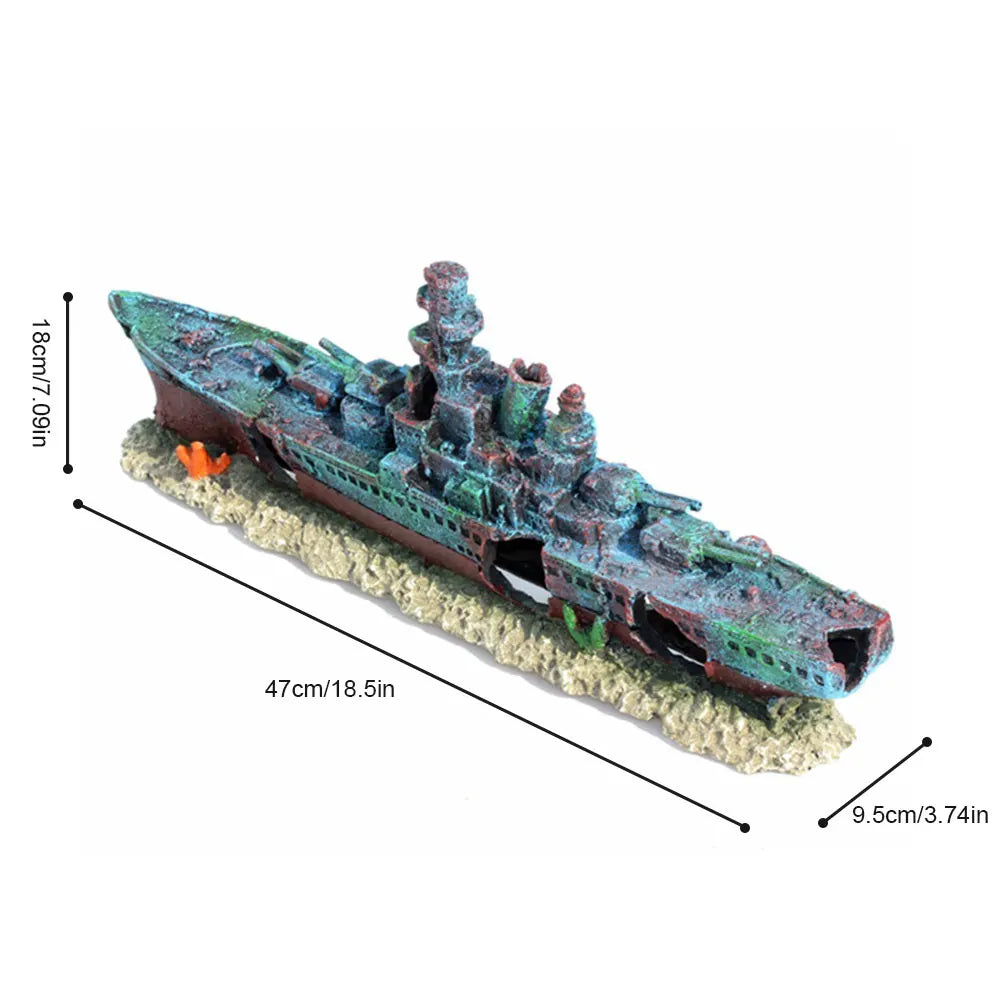 Sunken Pirate Ship Aquarium Resin Multifunction Warship